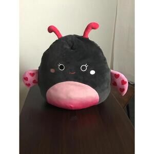 [336]Squishmallows Valentine Bug Plush Stuffed Toy Medium Gray Pink Hearts Soft